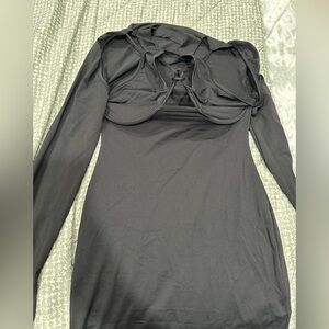 Black Long Sleeve Dress with Cutout Detail